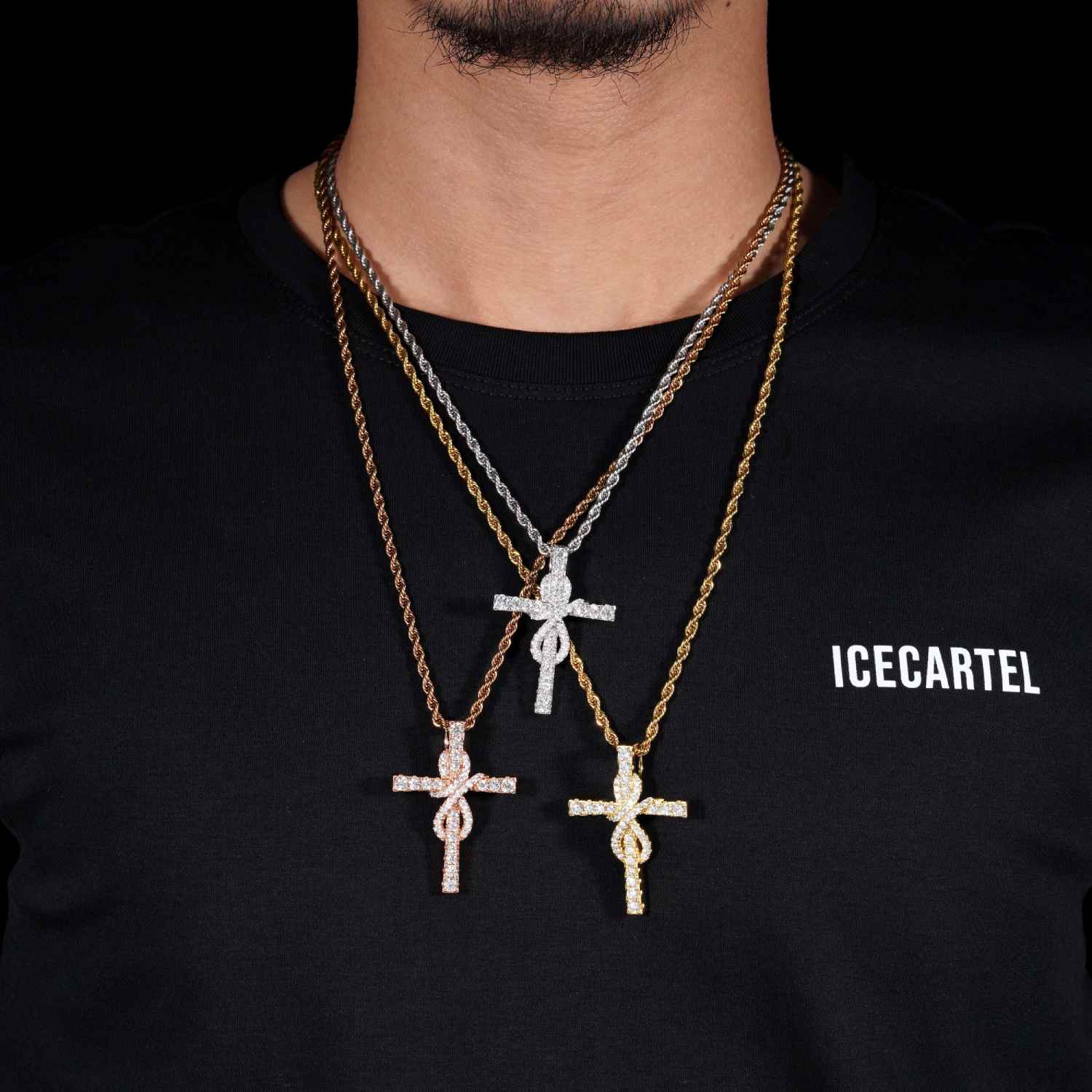 Moissanite  Mini Infinity Cross Pendant 14K Gold model