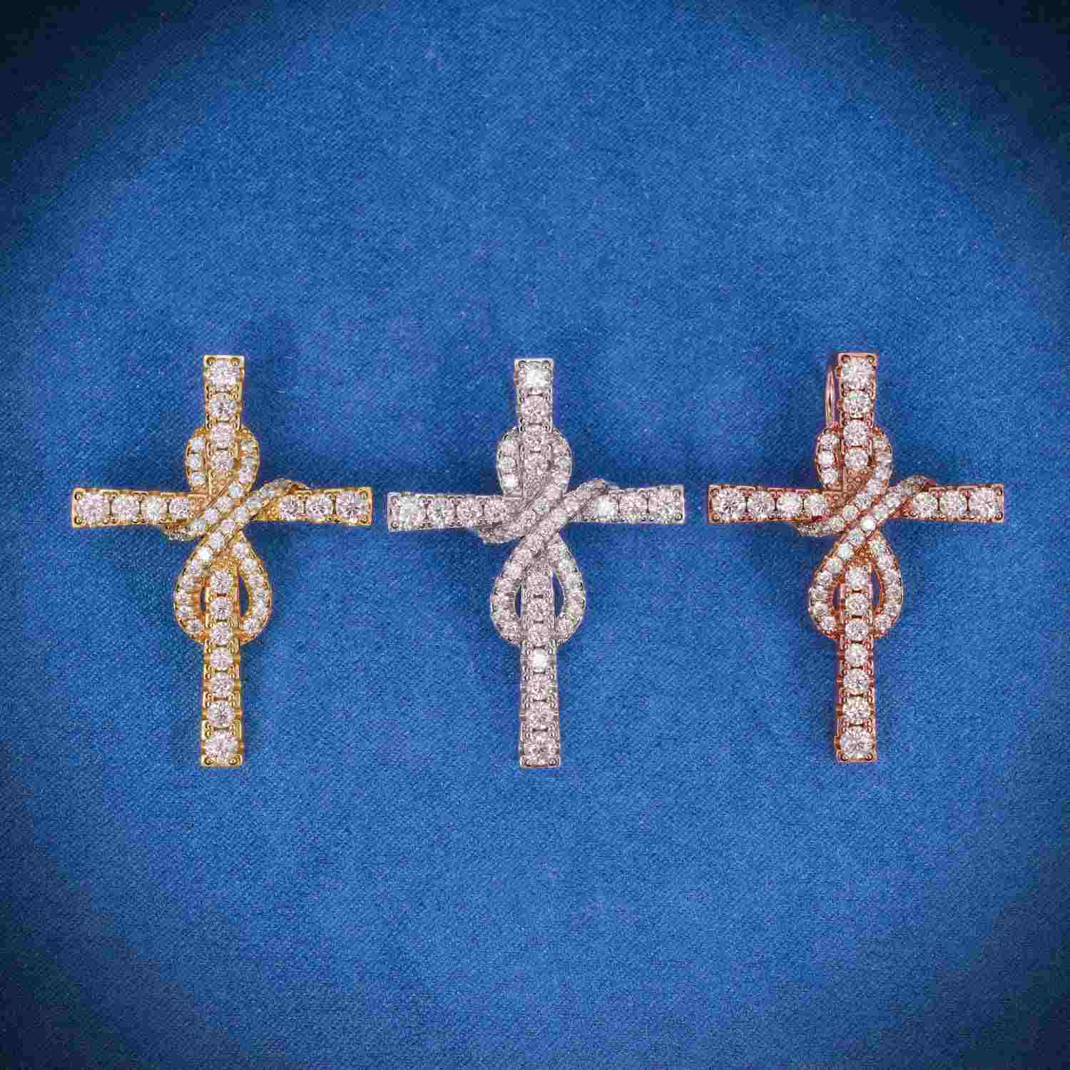 Moissanite  Mini Infinity Cross Pendant 14K Gold 1