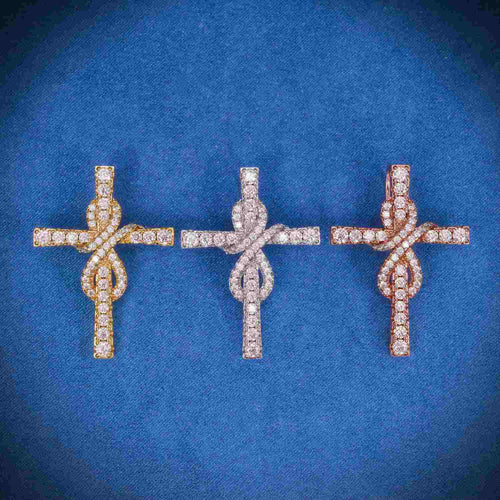 Moissanite  Mini Infinity Cross Pendant 14K Gold 1