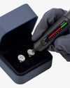 Moissanite Oval Baguette Halo Stud Earrings 14K Gold - White Gold