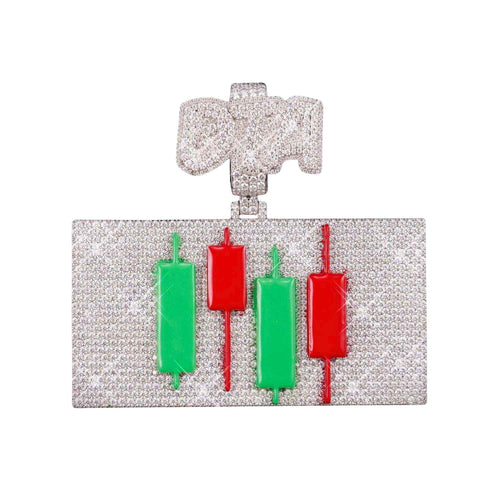 Moissanite Custom Cryptocurrency Chart Pendant 14K Gold 41