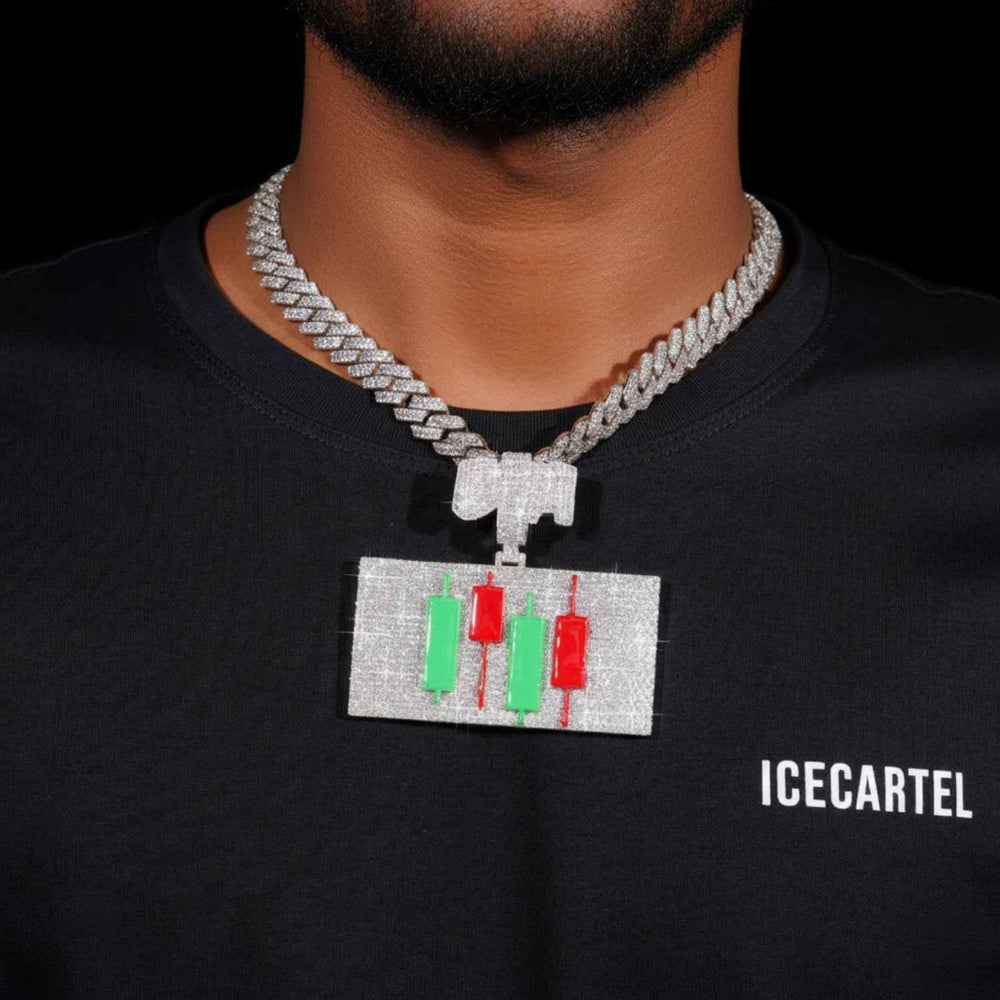 Moissanite Custom Cryptocurrency Chart Pendant 14K Gold Model51