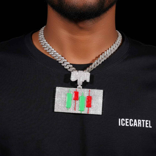 Moissanite Custom Cryptocurrency Chart Pendant 14K Gold Model51