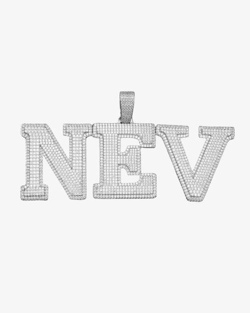 "NEV" Custom Moissanite Pendant 14K Gold 1