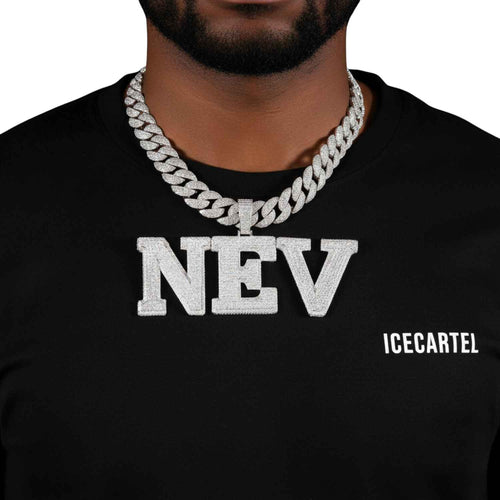 "NEV" Custom Moissanite Pendant 14K Gold model