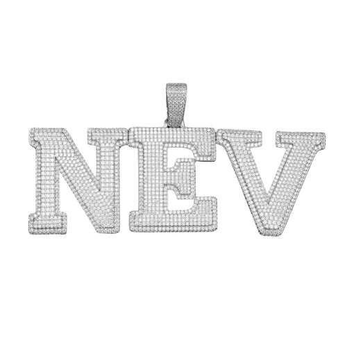 "NEV" Custom Moissanite Pendant 14K Gold 1