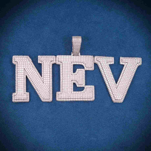 "NEV" Custom Moissanite Pendant 14K Gold 1