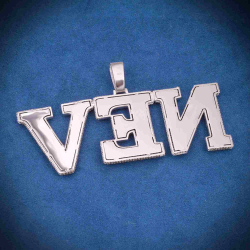 "NEV" Custom Moissanite Pendant 14K Gold back