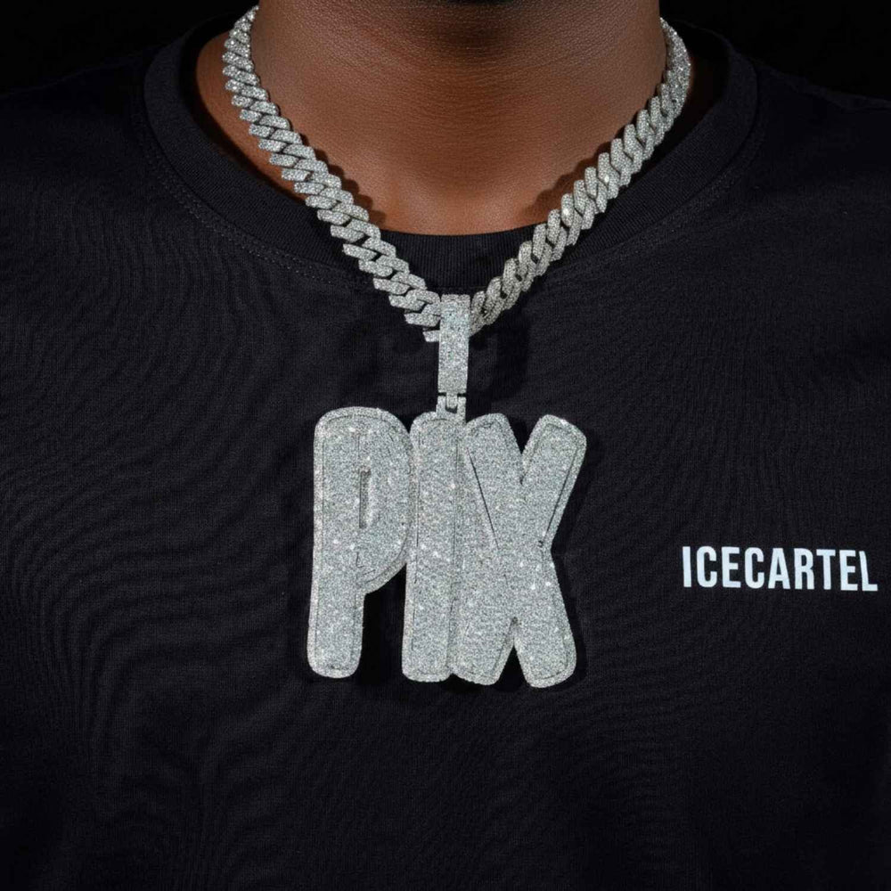 NewPIX Custom Name Moissanite Pendant model1