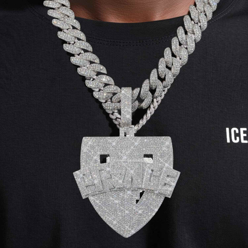 PRINCE Custom Logo Moissanite Pendant 14K Gold ICECARTEL model1