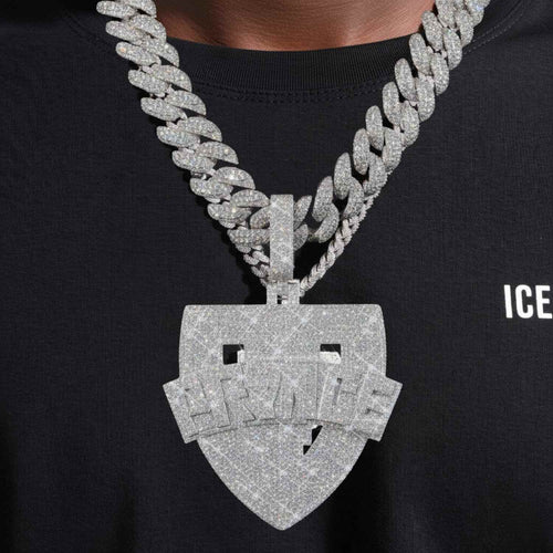 PRINCE Custom Logo Moissanite Pendant 14K Gold ICECARTEL model1