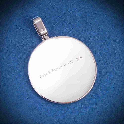 "R3TROY" Custom Moissanite Pendant 14K Gold back