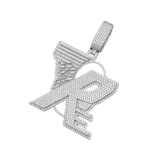 "RE" Custom Moissanite Pendant 14K Gold 1