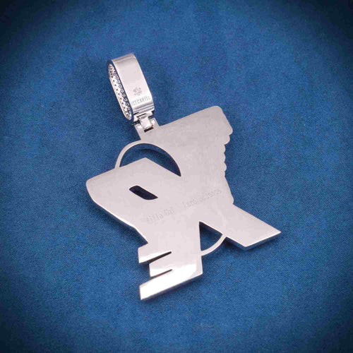 "RE" Custom Moissanite Pendant 14K Gold back