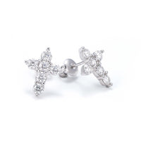 Round Cut Moissanite Cross Earrings 14K Gold 1