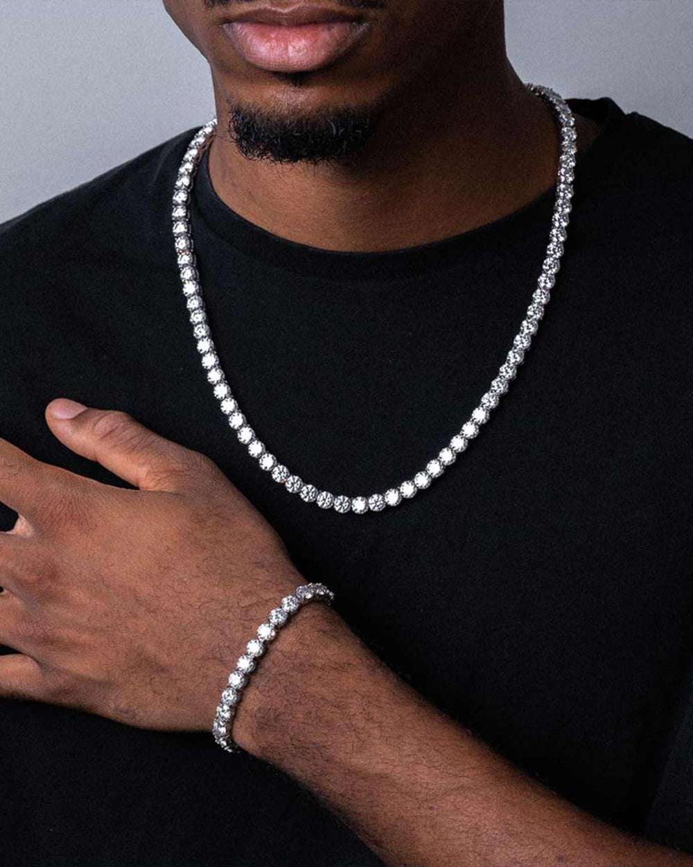 S925 6mm moissanite tennis chain bracelet bundle 14k gold model px
