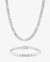 5MM Moissanite Tennis Chain/Bracelet Bundle 14K Gold - White Gold