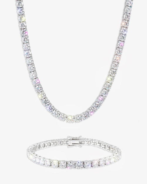 S925 6mm moissanite tennis chain bracelet bundle 14k gold px icecartel set white