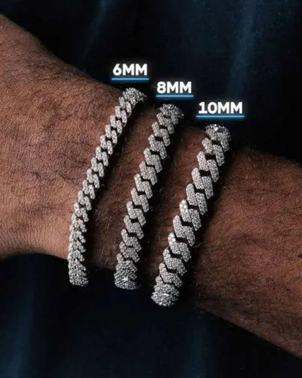 S925 Mens moissanite cuban link bracelet 14k gold size px main
