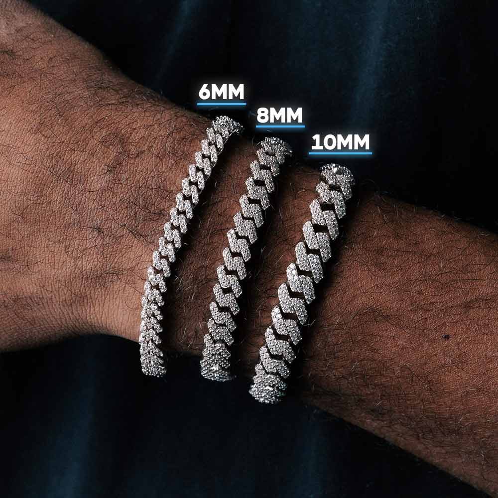 S925 Mens moissanite cuban link bracelet 14k gold size