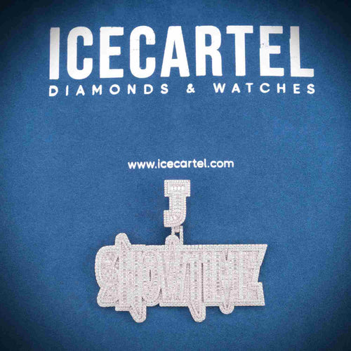 "SHOWTIME" Custom Moissanite Pendant 14K Gold icecartel