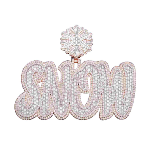 "SNOW" Custom Moissanite Pendant 14K Gold 1