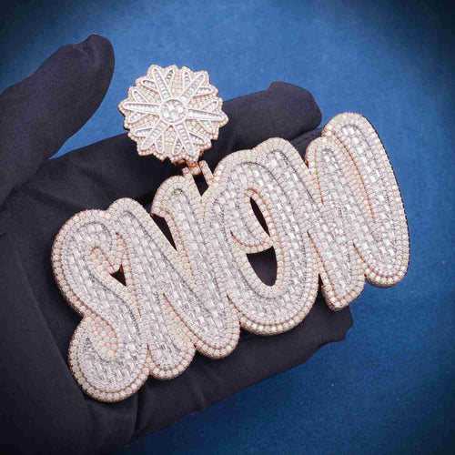 "SNOW" Custom Moissanite Pendant 14K Gold hand