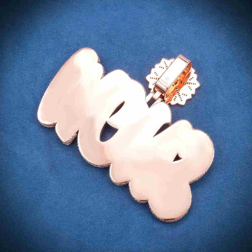 "SNOW" Custom Moissanite Pendant 14K Gold back