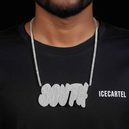 "SOUTH" Custom Moissanite Pendant 14K Gold model1