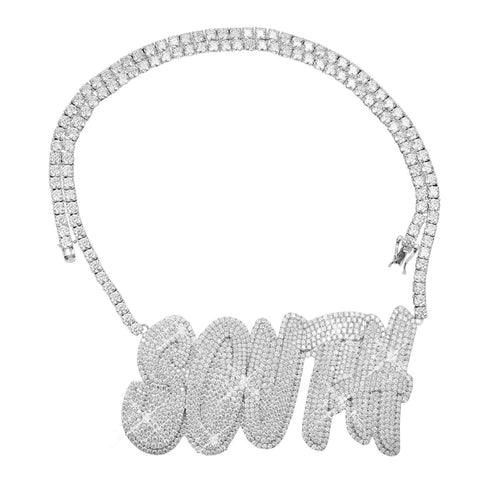 "SOUTH" Custom Moissanite Pendant 14K Gold 1