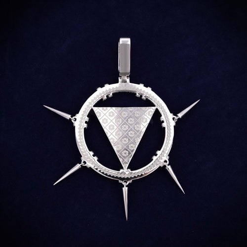 SPIKED ILLUMINATI Custom Logo Moissanite Pendant 14K Gold icecartel back