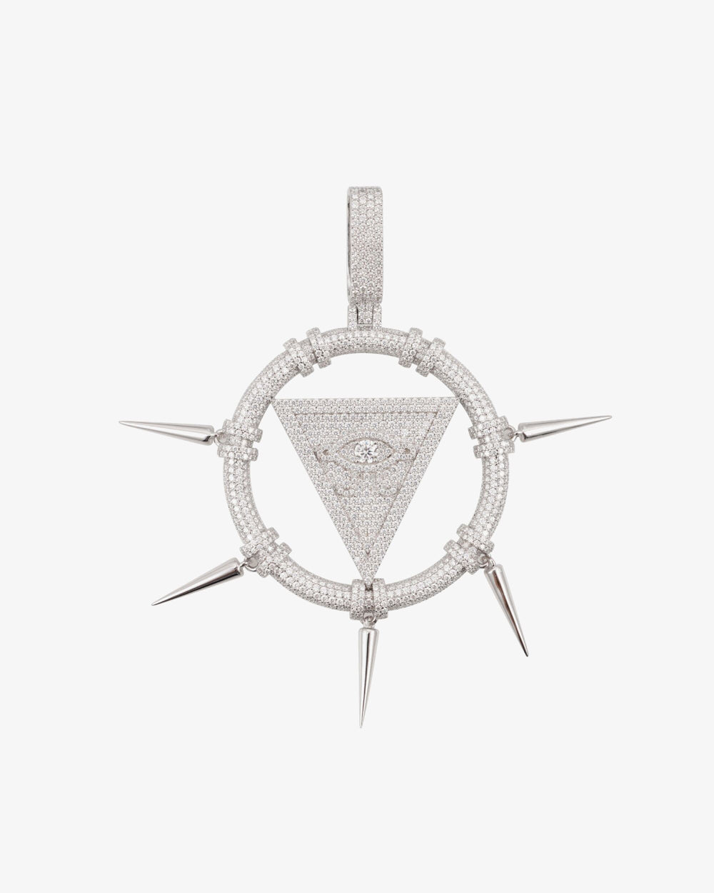 SPIKED ILLUMINATI Custom Logo Moissanite Pendant 14K Gold icecartel white