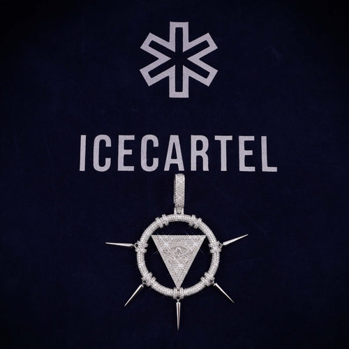 SPIKED ILLUMINATI Custom Logo Moissanite Pendant 14K Gold icecartel