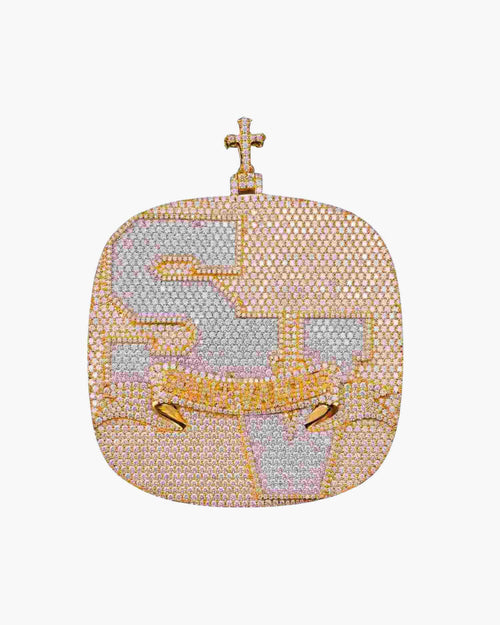 "SV" Custom Moissanite Pendant 14K Gold 1