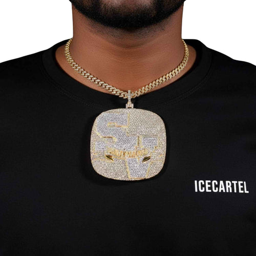 "SV" Custom Moissanite Pendant 14K Gold model