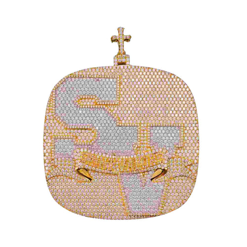 "SV" Custom Moissanite Pendant 14K Gold 1