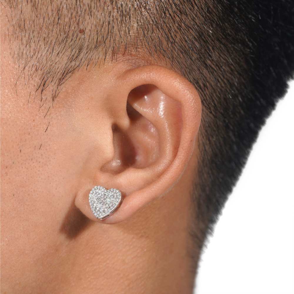 Semi Marquise Moissanite Heart Earrings 14K Gold 2