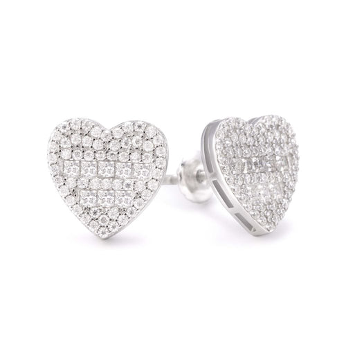 Semi Marquise Moissanite Heart Earrings 14K Gold 1