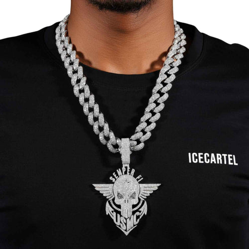 "Semper Fi" Custom Moissanite Pendant 14K Gold model