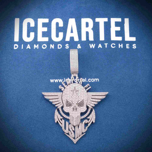 "Semper Fi" Custom Moissanite Pendant 14K Gold icecartel