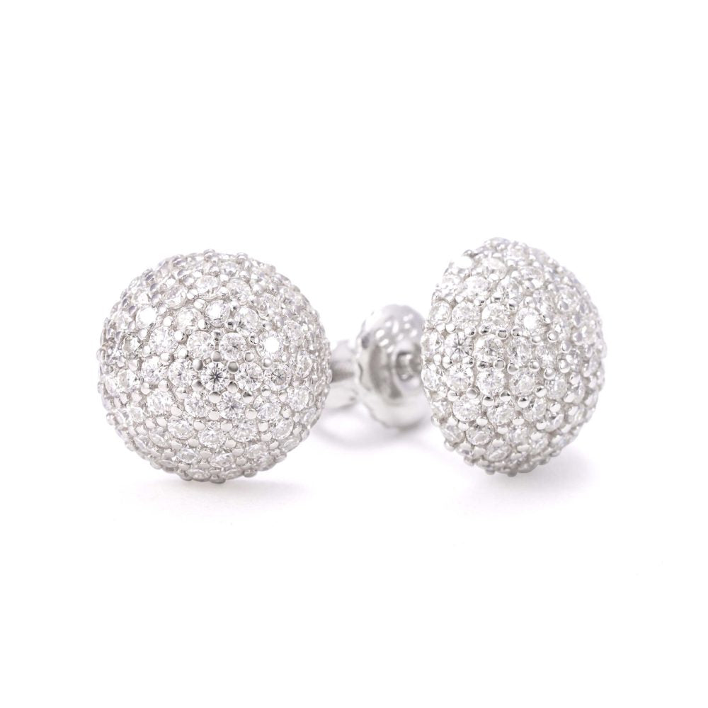 Snowball Moissanite Earrings 14K Gold 1