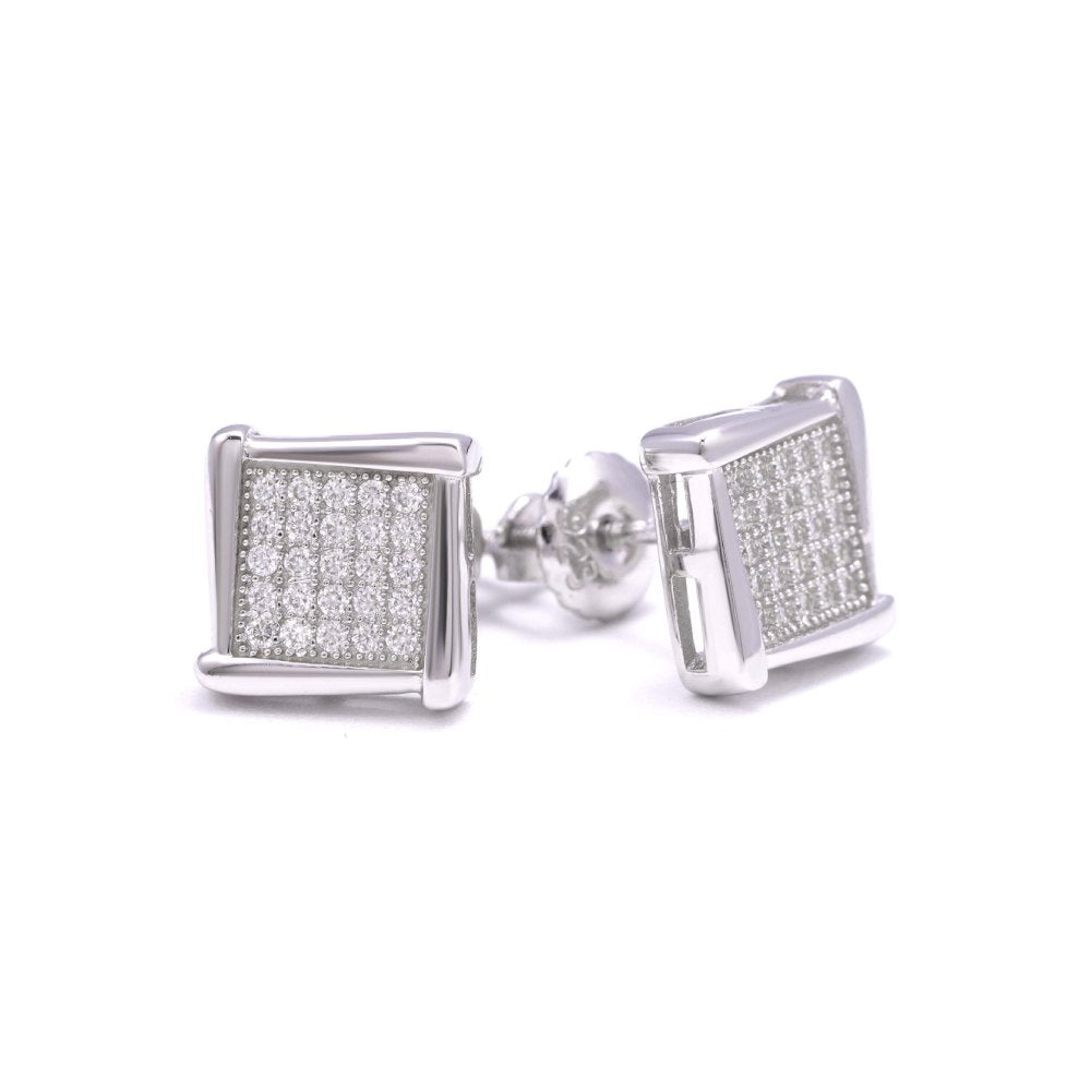 Solid Edge Moissanite Square Earrings 14K Gold 1