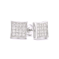 Square 4-Row Moissanite Earrings 14K Gold 1