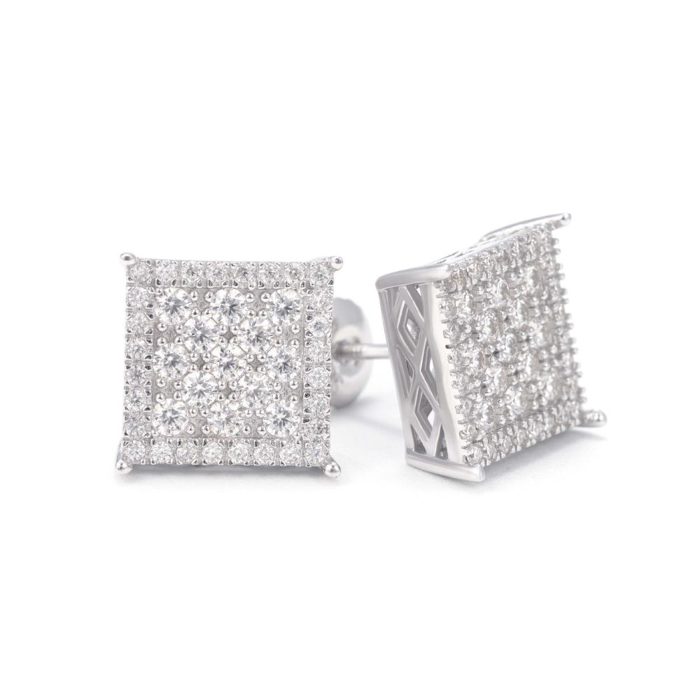 Square Pointer Moissanite Earrings 14K Gold 1