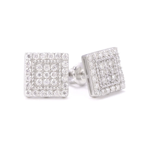 Square Wire Moissanite Earrings 14K Gold 1