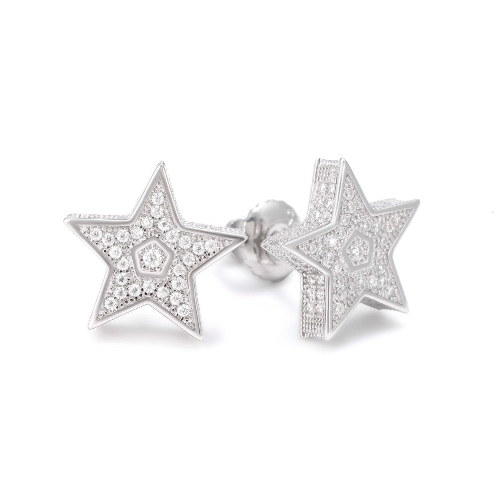 Star Moissanite Earrings 14K Gold 1