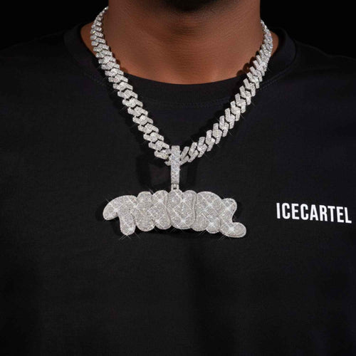 "THURL" Custom Moissanite Pendant 14K Gold model1