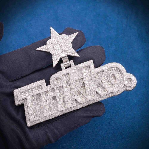 "TRIKKO" Custom Moissanite Pendant 14K Gold hand