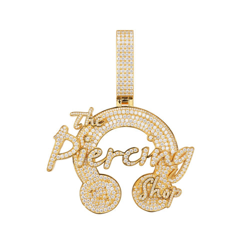 The Piercing Shop Custom Logo Moissanite Pendant 14K Gold icecartel white