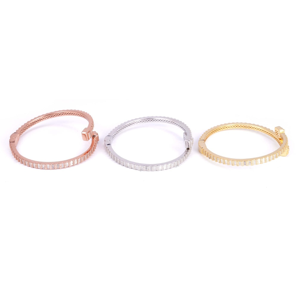 Thin Baguette Bangle Bracelet 14K Gold 9